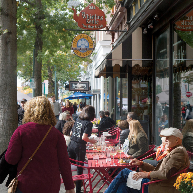 Outside seating at the Whistling Kettle