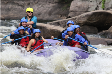students rafting