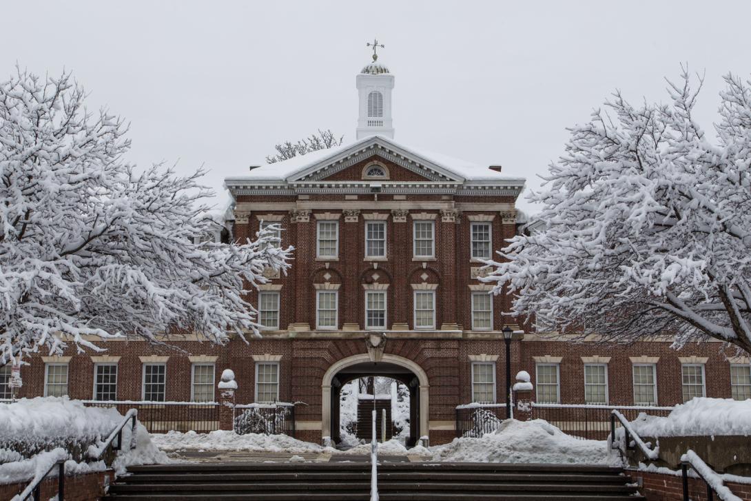 winter shot of campus building